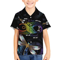 Personalised Polynesian Memorial Family Matching Long Sleeve Bodycon Dress and Hawaiian Shirt Your Wings Were Ready But My Heart Was Not LT7 Son's Shirt Black - Polynesian Pride