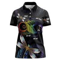 Personalised Polynesian Memorial Women Polo Shirt Your Wings Were Ready But My Heart Was Not LT7 Female Black - Polynesian Pride