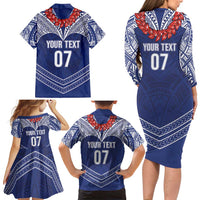 Toa Samoa Rugby Custom Family Matching Long Sleeve Bodycon Dress and Hawaiian Shirt Ulafala Mix Nifo'oti LT7 - Polynesian Pride