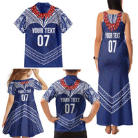 Toa Samoa Rugby Custom Family Matching Tank Maxi Dress and Hawaiian Shirt Ulafala Mix Nifo'oti LT7 - Polynesian Pride