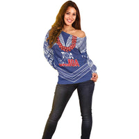 Toa Samoa Rugby Custom Off Shoulder Sweater Ulafala Mix Nifo'oti - Polynesian Pride