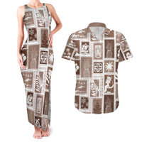 Hawaii Christmas Retro Patchwork Couples Matching Tank Maxi Dress and Hawaiian Shirt Brown LT7 Brown - Polynesian Pride