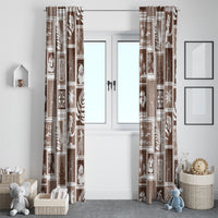 Hawaii Christmas Retro Patchwork Window Curtain Brown LT7 - Polynesian Pride