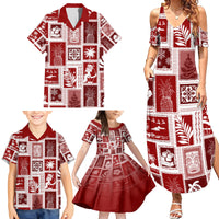 Hawaii Christmas Retro Patchwork Family Matching Summer Maxi Dress and Hawaiian Shirt Red LT7 - Polynesian Pride