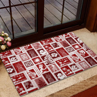 Hawaii Christmas Retro Patchwork Rubber Doormat Red LT7 - Polynesian Pride