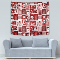 Hawaii Christmas Retro Patchwork Tapestry Red LT7 - Polynesian Pride