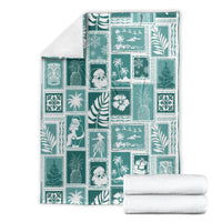 Hawaii Christmas Retro Patchwork Blanket Teal LT7 - Polynesian Pride