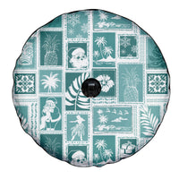 Hawaii Christmas Retro Patchwork Spare Tire Cover Teal LT7 - Polynesian Pride