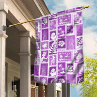 Hawaii Christmas Retro Patchwork Garden Flag Violet LT7 House Flag Violet - Polynesian Pride