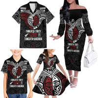 Maori Hongi Toitu Te Tiriti Family Matching Off The Shoulder Long Sleeve Dress and Hawaiian Shirt Tangata Tiriti Stand With Tangata Whenua LT7 - Polynesian Pride
