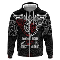 Maori Hongi Toitu Te Tiriti Hoodie Tangata Tiriti Stand With Tangata Whenua LT7 Zip Hoodie Black - Polynesian Pride