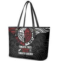 Maori Hongi Toitu Te Tiriti Leather Tote Bag Tangata Tiriti Stand With Tangata Whenua LT7 - Polynesian Pride