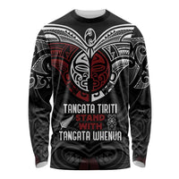 Maori Hongi Toitu Te Tiriti Long Sleeve Shirt Tangata Tiriti Stand With Tangata Whenua LT7 Unisex Black - Polynesian Pride