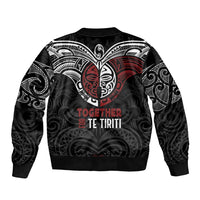Maori Hongi Toitu Te Tiriti Sleeve Zip Bomber Jacket Tangata Tiriti Stand With Tangata Whenua LT7 - Polynesian Pride