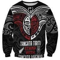 Maori Hongi Toitu Te Tiriti Sweatshirt Tangata Tiriti Stand With Tangata Whenua LT7 Unisex Black - Polynesian Pride
