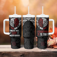 Maori Hongi Toitu Te Tiriti Tumbler With Handle Tangata Tiriti Stand With Tangata Whenua LT7 - Polynesian Pride