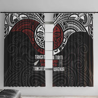 Maori Hongi Toitu Te Tiriti Window Curtain Tangata Tiriti Stand With Tangata Whenua LT7 With Hooks Black - Polynesian Pride