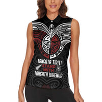 Maori Hongi Toitu Te Tiriti Women Sleeveless Polo Shirt Tangata Tiriti Stand With Tangata Whenua LT7 - Polynesian Pride