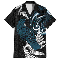 New Zealand Tui Bird Family Matching Off The Shoulder Long Sleeve Dress and Hawaiian Shirt Maori Kowhaiwhai LT7 Dad's Shirt - Short Sleeve Teal - Polynesian Pride
