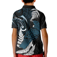 New Zealand Tui Bird Kid Polo Shirt Maori Kowhaiwhai LT7 - Polynesian Pride