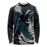 New Zealand Tui Bird Long Sleeve Shirt Maori Kowhaiwhai LT7 Unisex Teal - Polynesian Pride