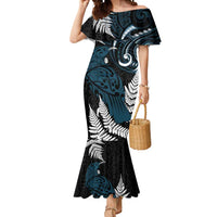 New Zealand Tui Bird Mermaid Dress Maori Kowhaiwhai LT7 Women Teal - Polynesian Pride