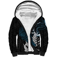 New Zealand Tui Bird Sherpa Hoodie Maori Kowhaiwhai LT7 Unisex Teal - Polynesian Pride