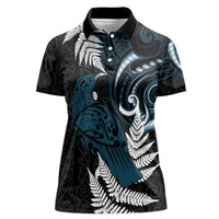 New Zealand Tui Bird Women Polo Shirt Maori Kowhaiwhai LT7 Female Teal - Polynesian Pride