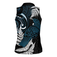 New Zealand Tui Bird Women Sleeveless Polo Shirt Maori Kowhaiwhai LT7 - Polynesian Pride
