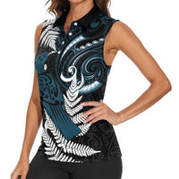 New Zealand Tui Bird Women Sleeveless Polo Shirt Maori Kowhaiwhai LT7 - Polynesian Pride