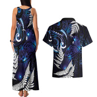 New Zealand Maori Matariki Couples Matching Tank Maxi Dress and Hawaiian Shirt Tui Bird Galaxy LT7 - Polynesian Pride