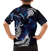 New Zealand Maori Matariki Family Matching Off The Shoulder Long Sleeve Dress and Hawaiian Shirt Tui Bird Galaxy LT7 - Polynesian Pride