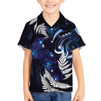 New Zealand Maori Matariki Family Matching Off The Shoulder Long Sleeve Dress and Hawaiian Shirt Tui Bird Galaxy LT7 Son's Shirt Galaxy - Polynesian Pride