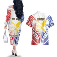Philippines Tribal Sun Personalized Couples Matching Off The Shoulder Long Sleeve Dress and Hawaiian Shirt Hunting Eagle