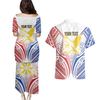 Philippines Tribal Sun Personalized Couples Matching Puletasi and Hawaiian Shirt Hunting Eagle