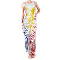 Philippines Tribal Sun Personalized Family Matching Tank Maxi Dress and Hawaiian Shirt Hunting Eagle LT7 Mom's Dress White - Polynesian Pride
