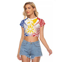 Philippines Tribal Sun Personalized Raglan Cropped T Shirt Hunting Eagle