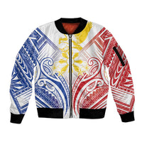 Philippines Tribal Sun Personalized Sleeve Zip Bomber Jacket Hunting Eagle