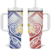 Philippines Tribal Sun Personalized Tumbler With Handle Hunting Eagle
