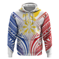 Philippines Tribal Sun Personalized Zip Hoodie Hunting Eagle