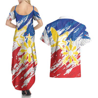 Personalized Filipino Sun and Stars Couples Matching Summer Maxi Dress and Hawaiian Shirt Grunge Vibes LT7 - Polynesian Pride