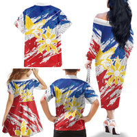 Personalized Filipino Sun and Stars Family Matching Off The Shoulder Long Sleeve Dress and Hawaiian Shirt Grunge Vibes LT7 - Polynesian Pride