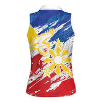 Personalized Filipino Sun and Stars Women Sleeveless Polo Shirt Grunge Vibes LT7 - Polynesian Pride