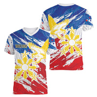 Personalized Filipino Sun and Stars Women V-Neck T-Shirt Grunge Vibes