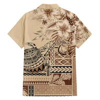 Vaiaso o le Gagana Samoa Family Matching Tank Maxi Dress and Hawaiian Shirt Siapo Motif Beige LT7 - Polynesian Pride