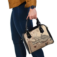 Vaiaso o le Gagana Samoa Shoulder Handbag Siapo Motif Beige