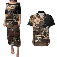 Vaiaso o le Gagana Samoa Couples Matching Puletasi and Hawaiian Shirt Siapo Motif Black LT7 Black - Polynesian Pride