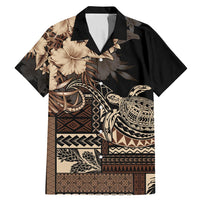 Vaiaso o le Gagana Samoa Family Matching Mermaid Dress and Hawaiian Shirt Siapo Motif Black LT7 Dad's Shirt - Short Sleeve Black - Polynesian Pride