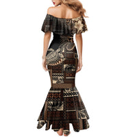 Vaiaso o le Gagana Samoa Family Matching Mermaid Dress and Hawaiian Shirt Siapo Motif Black LT7 - Polynesian Pride