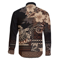 Vaiaso o le Gagana Samoa Family Matching Off The Shoulder Long Sleeve Dress and Hawaiian Shirt Siapo Motif Black LT7 - Polynesian Pride
